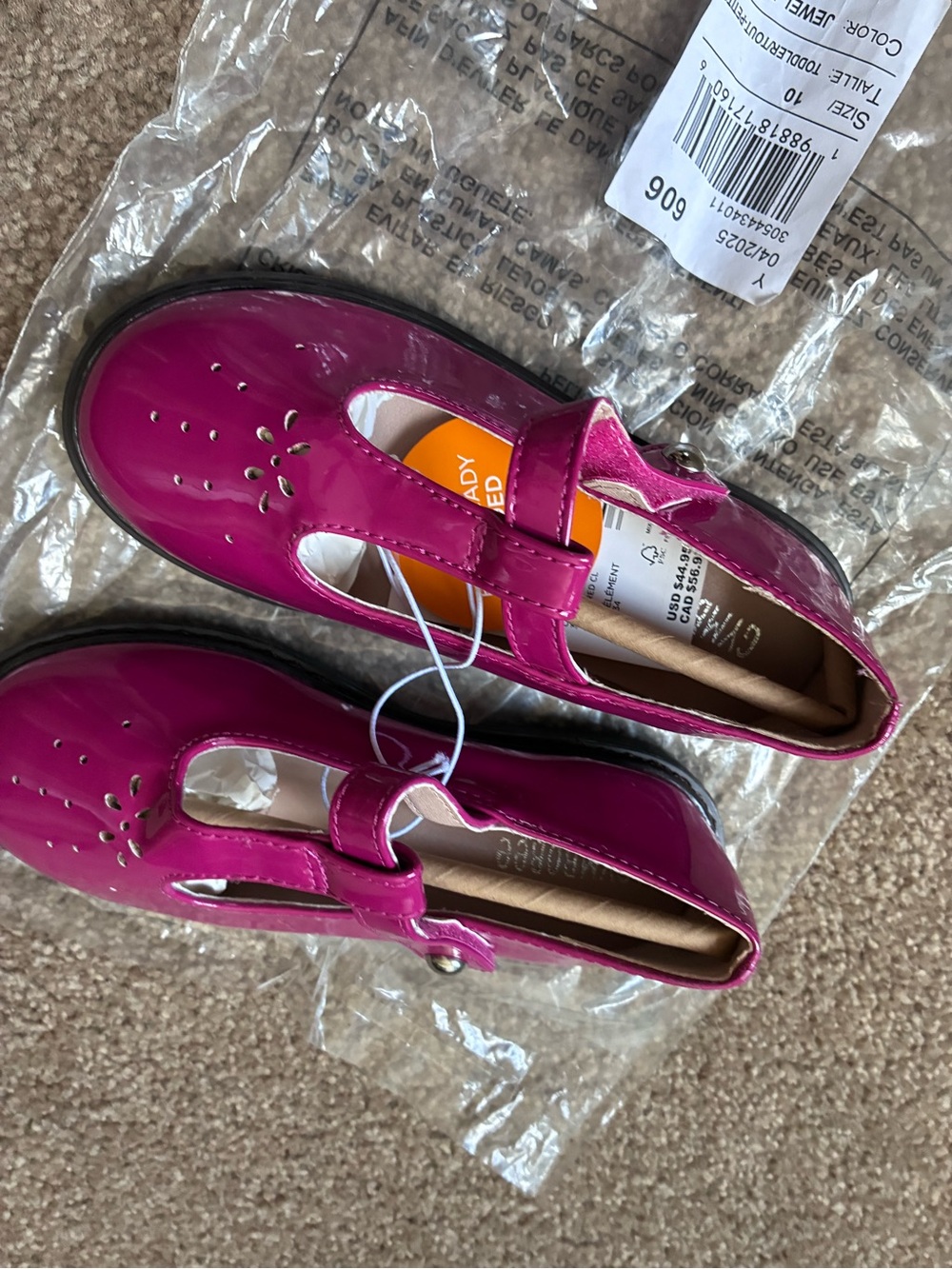 Gymboree Girls' Patent T-Strap Mary Jane Shoes - Fuchsia size 10